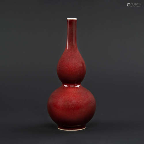 Sacrificial Red Glaze Gourd Bottle Vase