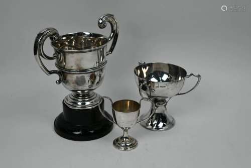 Three silver trophy cups