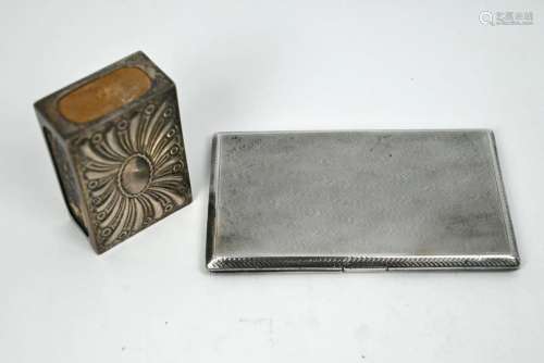 Silver cigarette case and matchbox case