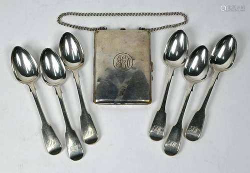 Victorian silver teaspoons and German plated on copper