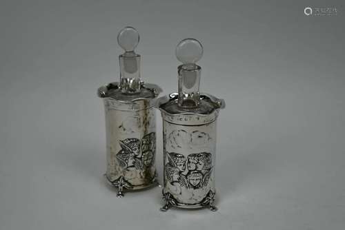 Edwardian silver-cased bitters bottles