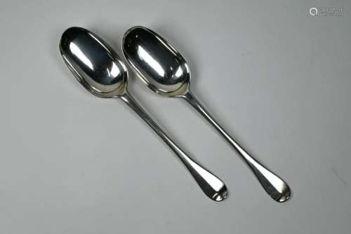 George I Scottish pair of rat-tail silver table spoons