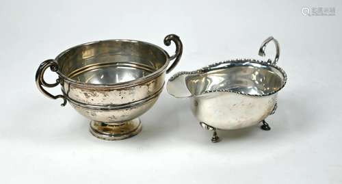 Edwardian silver bowl & sauce-boat