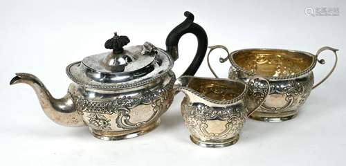 Silver three-piece bachelor tea service