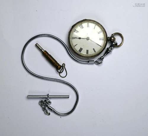 A small continental silver cased (800 grade) fob watch