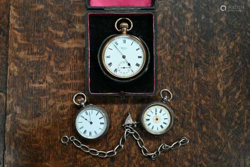 A Waltham gilt metal pocket watch, and other items