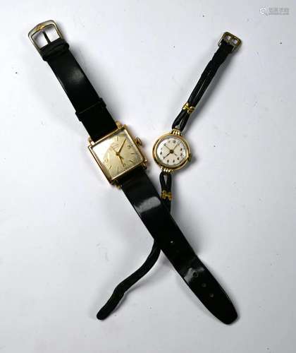 A gentleman's 9ct gold Baume wristwatch and a US