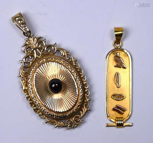 A modern locket with pierced foliate mount and a yellow