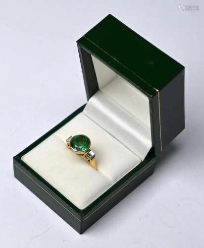 Art Deco style emerald and diamond ring