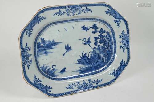 An 18th century Chinese export blue and white platter