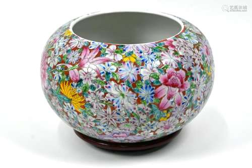 A Chinese famille rose enamelled millefleur bowl with