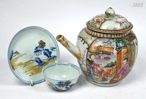 An 18th century Chinese famille rose teapot to/w