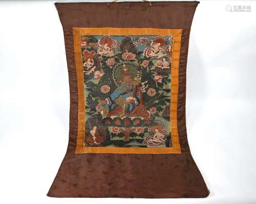 A 19th century Tibetan Buddhist Padmasambhava Thangka