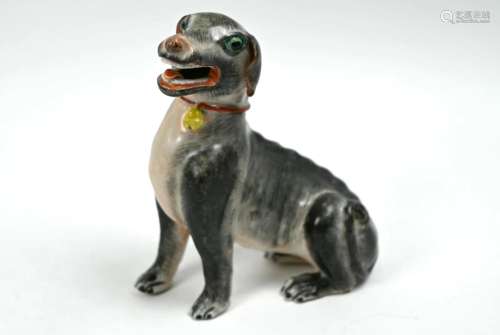 A Chinese 18th century glazed figure of a hound, Kangxi