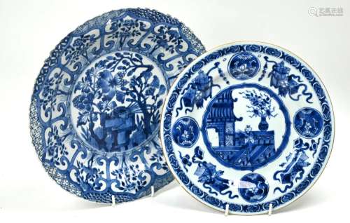 Two Chinese 18th century blue and white plates, Qing