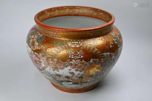 A 19th century Japanese Kutani jardiniere, Meiji period