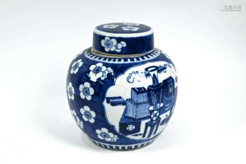 A Chinese blue and white ginger jar and cover with