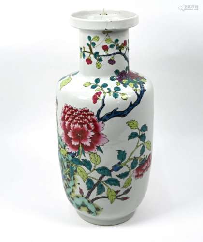 A 19th century Chinese famille rose peony vase, 43 cm