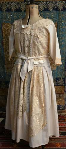 A cream calico formal dress