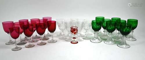 Collection of cranberry and other glasses