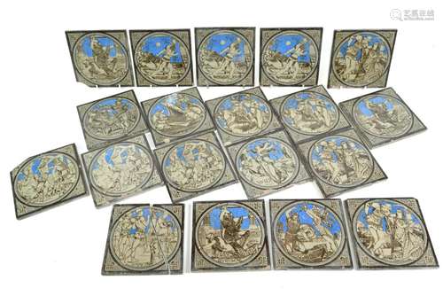 Eighteen Victorian Minton tiles