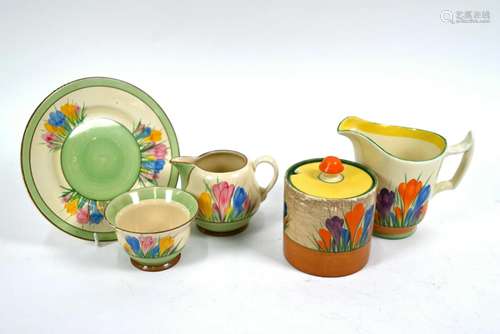 A Clarice Cliff Crocus pattern tea set