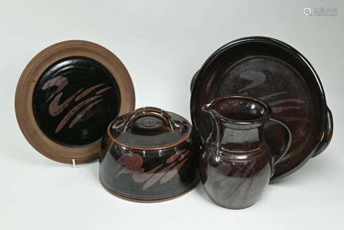 John Leach (Muchelney) Pottery - a bronze-glazed cheese