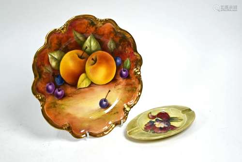 A Moorcroft pottery oval ashtray and other items