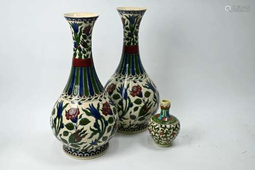 Two Continental pottery baluster vases