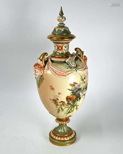 An Edwardian Royal Worcester large baluster vase and