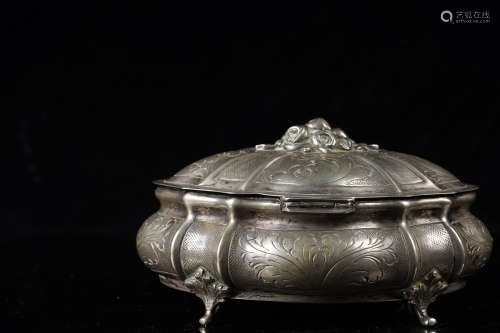 義大利古董800純銀珠寶首飾盒