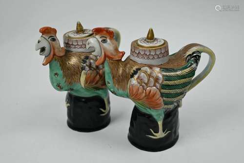 A pair of 19th century Samson of Paris cockerel sake