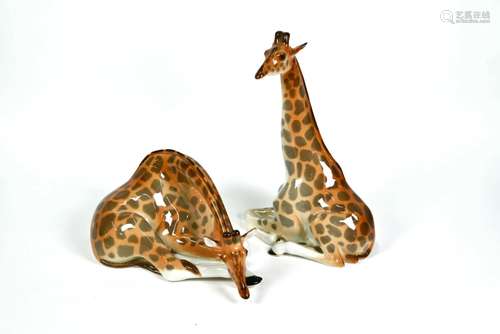 A pair of Soviet Russian Lomonosov porcelain giraffes