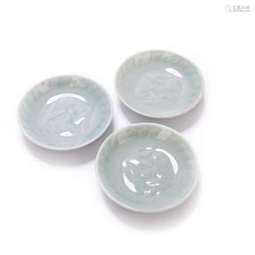 Group Of Three Celadon Relife Fish Dishes