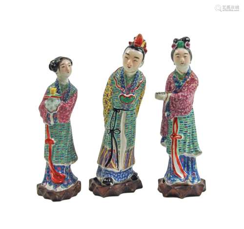 Three Famille Rose Porcelain Figures