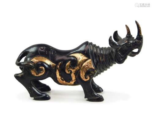 Chinese Style Gilded Bronze Rhino