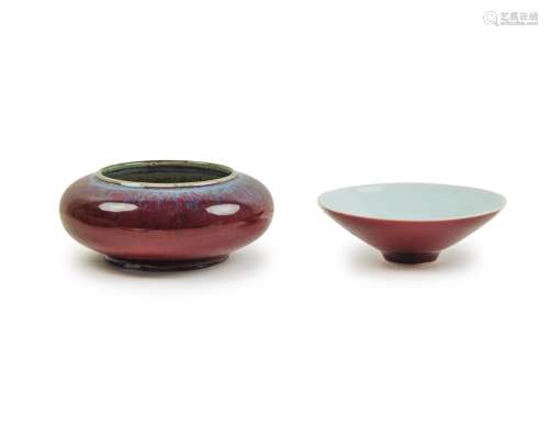 Two Jun-Type Red Purple Glazed Inks Pot & Bowl