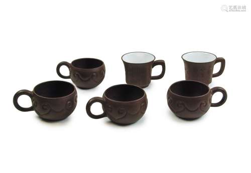 Group Of Six Yixing Clay Tea Cups