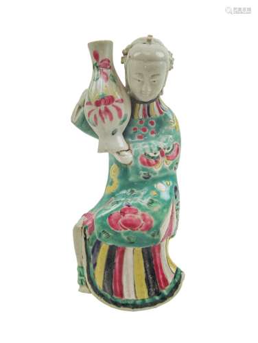 Chinese Famille Rose Hanging Figure / Vase