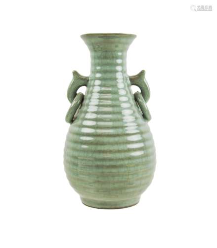Celadon Crackle Glaze Double Ring Vase