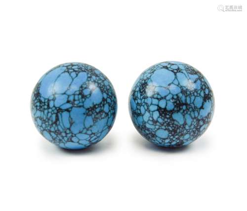 Two Turquoise Spheres