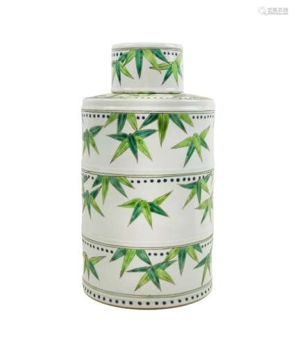 Bamboo Lidded Porcelain Jar