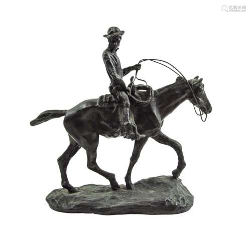 Cm Russell Bronze Horse And Rider