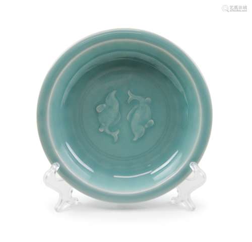 Chinese Clair-de-lune Glazed Relief Dish, Fish