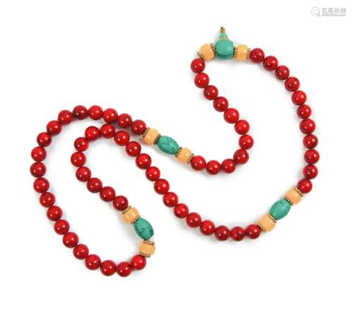 Red Stone Beads Necklace
