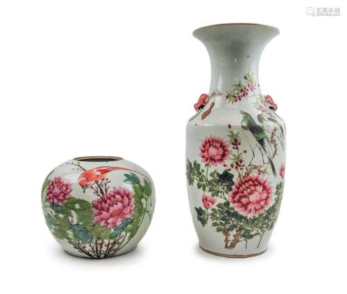 Two Chinese Porcelain Famille Rose Vase And Jar