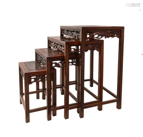 Set Of Four Chinese Nesting Tables, Repaired