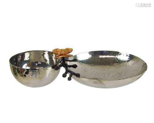 Japanese Silvered Bronze Double Dish