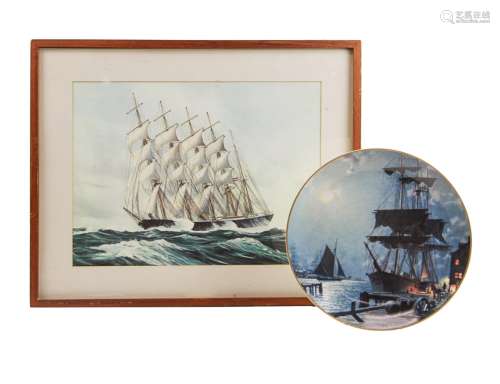 STOBART SHIP PRINT AND COMMEMORATIVE PLATE
