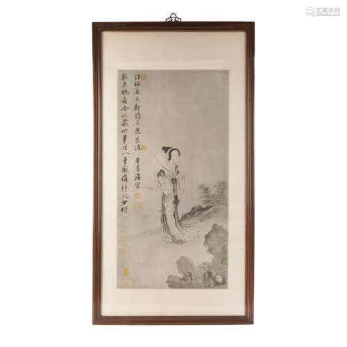 FRAMED JIN CHANG TANG STYLE PAINTING OF MAIDEN